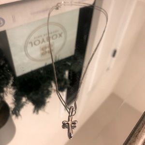Dainty Petite Silver Cross Necklace